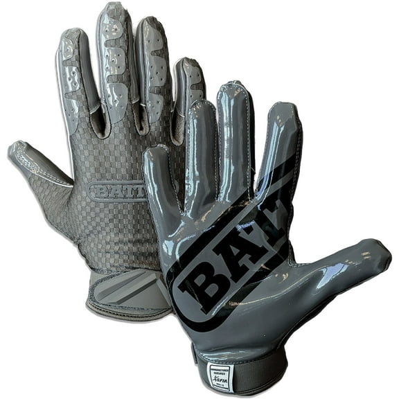 Battle Sports Youth TripleThreat UltraTack Football Gloves - Large - Charcoal