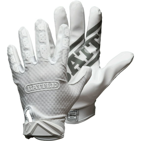 Battle Sports Youth TripleThreat UltraTack Football Gloves - Medium - White