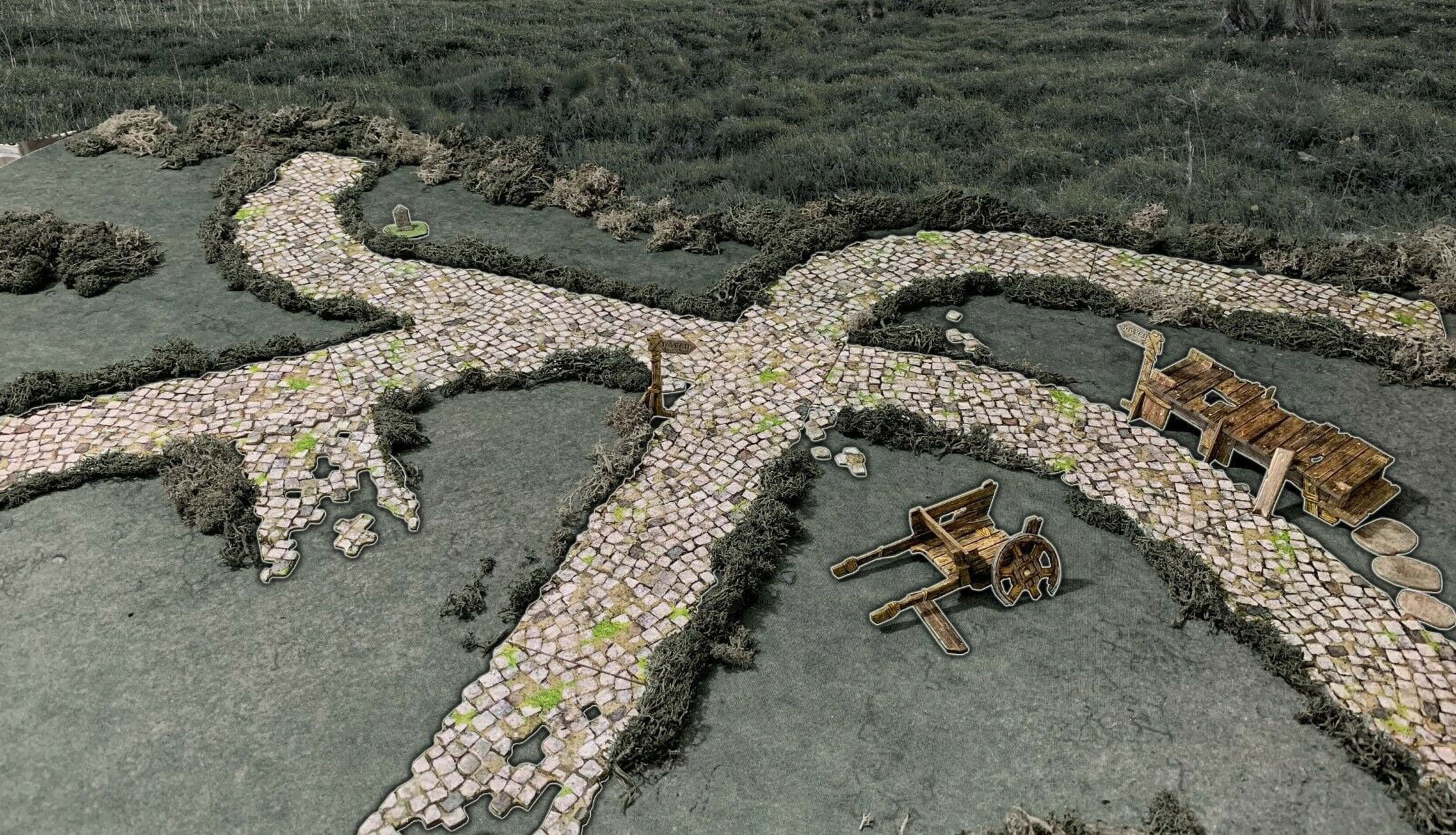 Battle Systems Fantasy Terrain Stone Walls - Pre-Printed Card Scenery For D&D, RPG, Wargames (28-35mm)