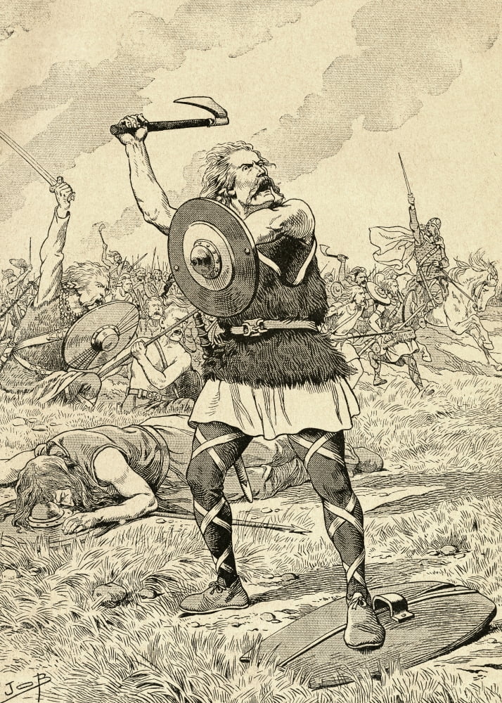 The Battle of Tolbiac in 496 fought between the Franks and the Alemanni From Agenda Buvard du Bon Marche published 1917 Canvas Art - Ken Welsh Design Pics (11 x 16)
