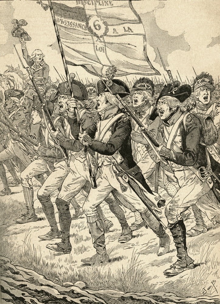 The Battle of Valmy 1792 during the French Revolutionary Wars From Agenda Buvard du Bon Marche published 1917 Canvas Art - Ken Welsh Design Pics (12 x 16)