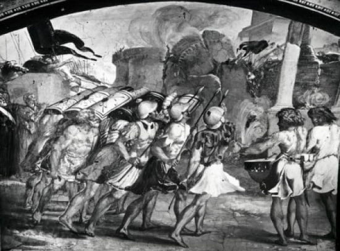 Battle and Conquest of Jericho by Raphael illustration (1483-1520) Canvas Art - Raphael (24 x 36)