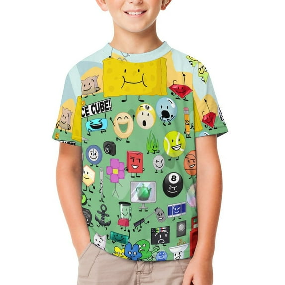 Battle for Dream Island BFDI Children's T-Shirt Short Sleeve T-Shirt Breathable Summer Tee Shirt for Boys Girls 150CM