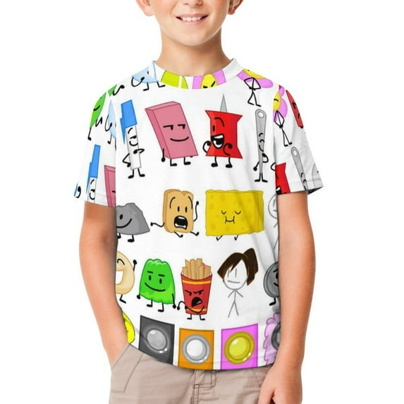 Battle for Dream Island BFDI Children's T-Shirt Short Sleeve T-Shirt Breathable Summer Tee Shirt for Boys Girls 160CM
