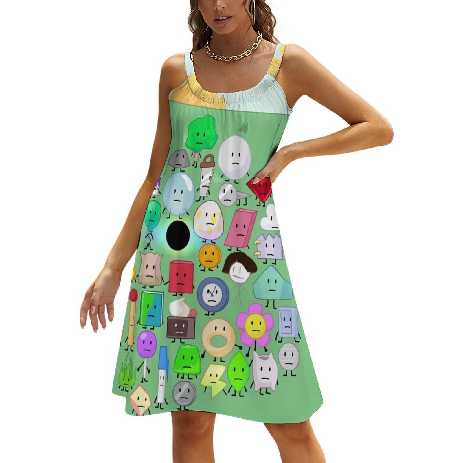 Battle for Dream Island BFDI Sleeveless Strap Dress Soft Breathable Battle for Dream Island BFDI Sleeveless Strap Dress Soft Breathable