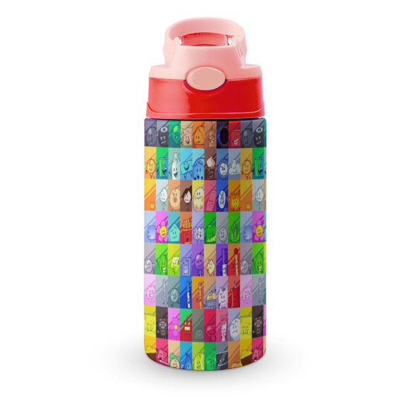 Battle for Dream Island BFDI Stainless Steel Insulated Water Cup for Boys Girls Leakproof Water Bottle with Flip-Flop Lid