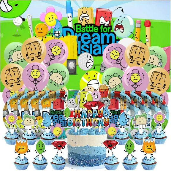 Battle for Dream Island Balloons Party Supplies Decor Tableware Birthday Cake Topper Decorations Banner Backdrop