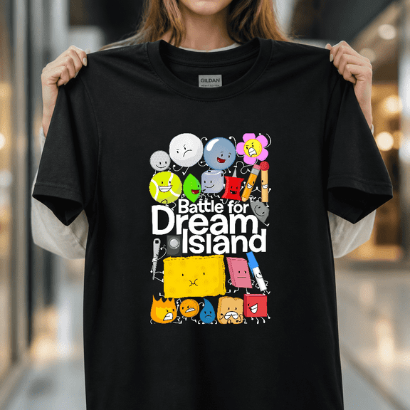 Battle for Dream Island Black Funny BFDI Wall Art Unisex T-Shirt, S- 5XL