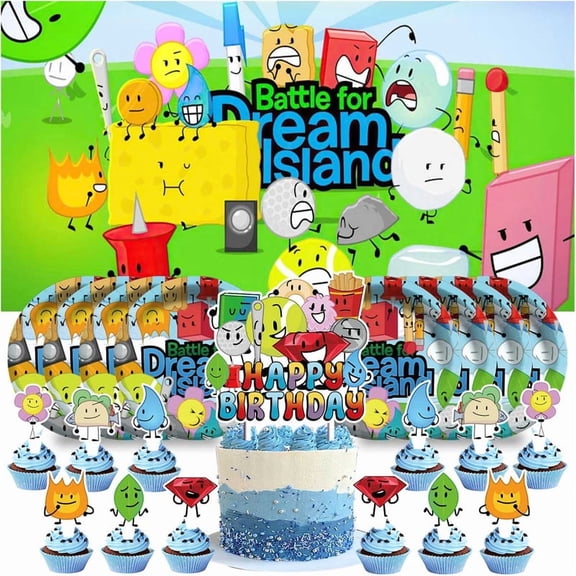 Battle for Dream Island Birthday Supplies Plates Decorations Decor Backdrop Banner Cake Topper Fans