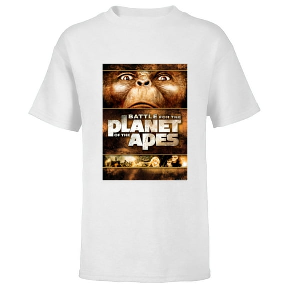 Battle for the Planet of the Apes 1973 Caesar Movie Poster - Short Sleeve T-Shirt for Kids - Customized-White