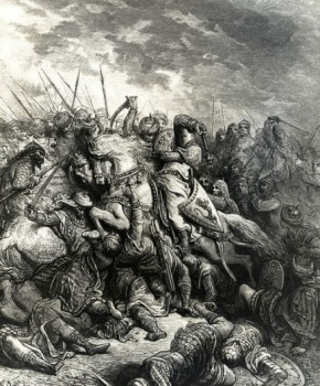 Battle of Acre 1191-Richard I and Saladin in Battle Gustave Dore (1832-1883 French) Canvas Art - Gustave Dore (18 x 24)