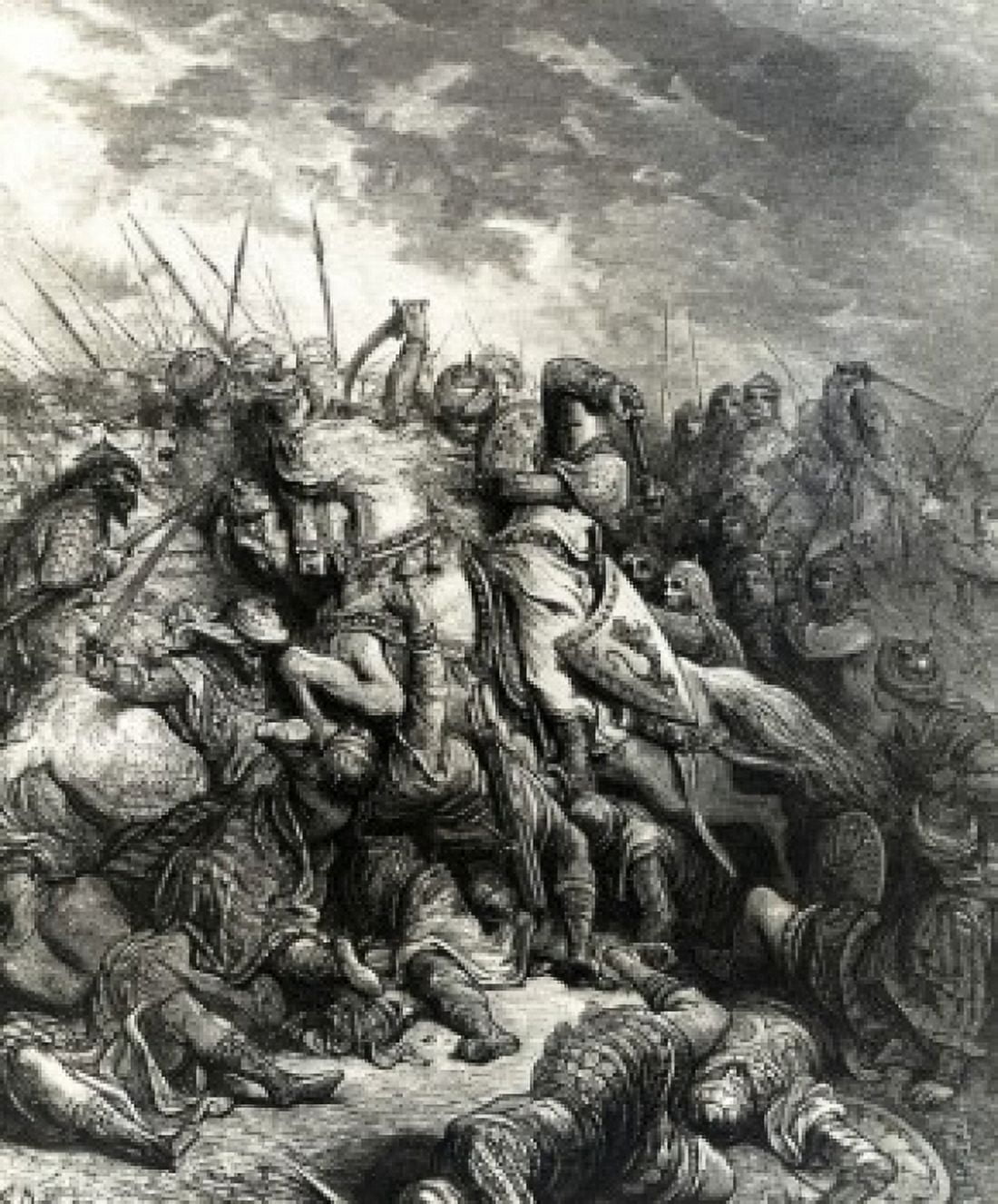 Battle of Acre 1191-Richard I and Saladin in Battle Gustave Dore (1832-1883 French) Canvas Art - Gustave Dore (24 x 36)