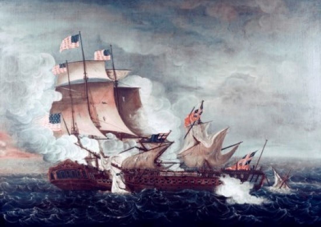 Battle of Constitution & Gueriere During War of 1812 Thomas Birch (1779-1851American) Canvas Art - Thomas Birch (24 x 36)