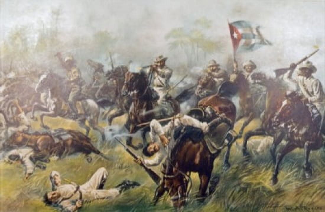 Battle of Desmayo Spanish American War by William Allen Rogers (1854-1931) 1899 Canvas Art - William Allen Rogers (18 x 24)