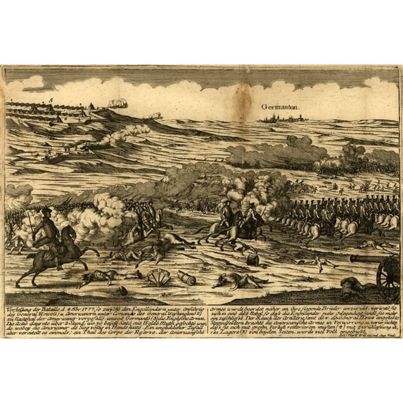 Battle of Germantown Etching Poster Print by Johann Martin Will