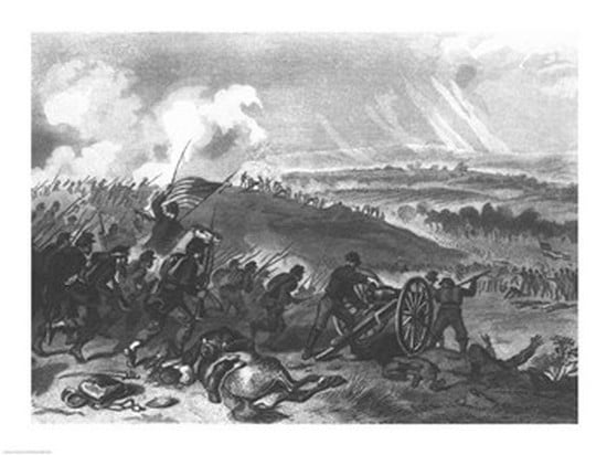 Battle of Gettysburg - Final Charge of the Union Forces at Cemetery Hill 1863 Canvas Art - (24 x 18)