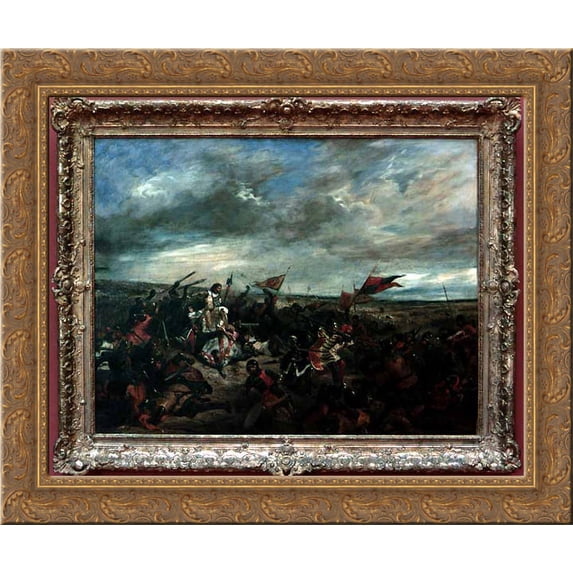 Battle of Poitiers 24x20 Gold Ornate Wood Framed Canvas Art by Eugene Delacroix