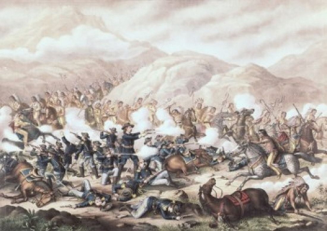 Battle of the Big Horn Cprt 1899 Kurz & Allison Art Publishers (American) Canvas Art - Kurz & Allison (24 x 36)