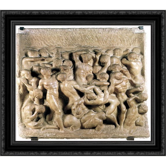 Battle of the Lapiths and Centaurs 20x20 Black Ornate Wood Framed Canvas Art by Michelangelo