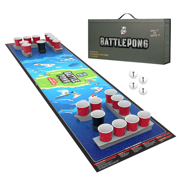 BattlePong DLX, Tabletop Pong Party Game, Indoor Outdoor Pong Game, for All Ages