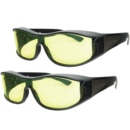 BattleVision Night Vision Wraparounds Green Night Driving Glasses, AS-SEEN-ON-TV, Fits Over Your Prescription Eyeglasses and Reading, See Clearer, Anti-Glare, Reduces Glare from Headlights, Unisex