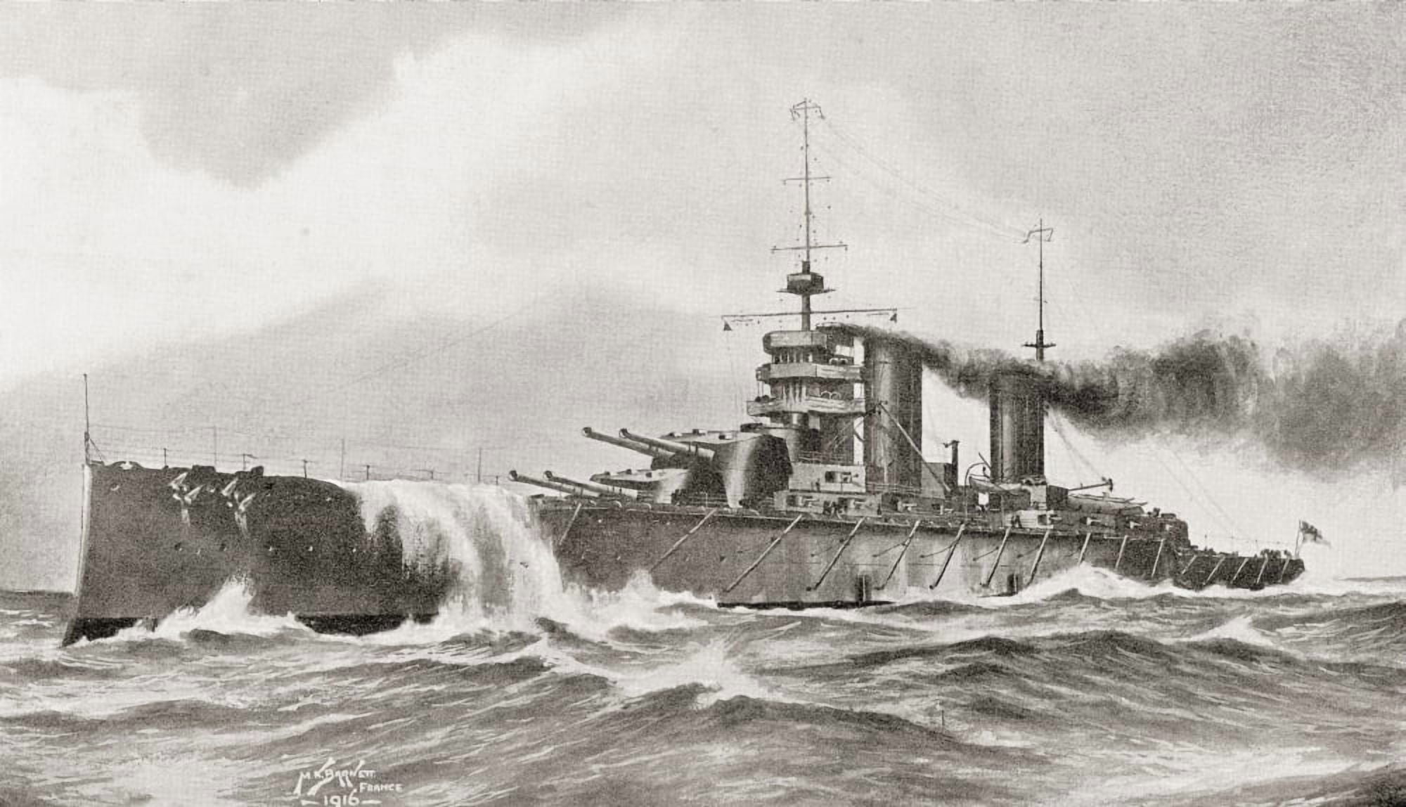 The Battlecruiser Hms Queen Mary Sunk In The Battle Of Jutland During World War I From The Year 1916 Illustrated Canvas Art - Ken Welsh Design Pics (20 x 11)