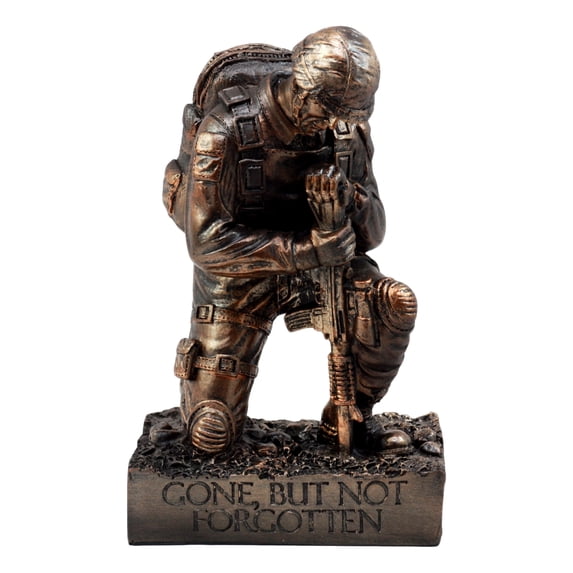 Battlefield Kneeling Soldier Statue 8.5"H Honor & Valor Military Combat Unit Brother In Arms Figurine Gone But Not Forgotten