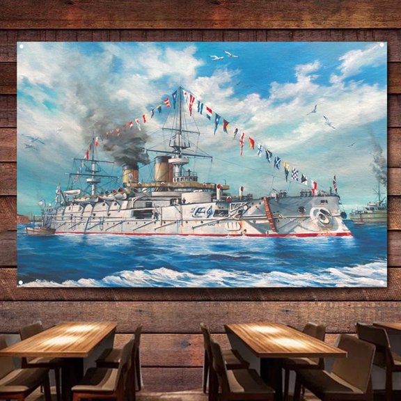 Battleship Emperor Nicholas I Wall Art Banners Hanging Flags Wall Chart Warship Art Poster Canvas Print Art Painting Home Decor Tapestry Best Gifts for Military Fans,38X57 inches