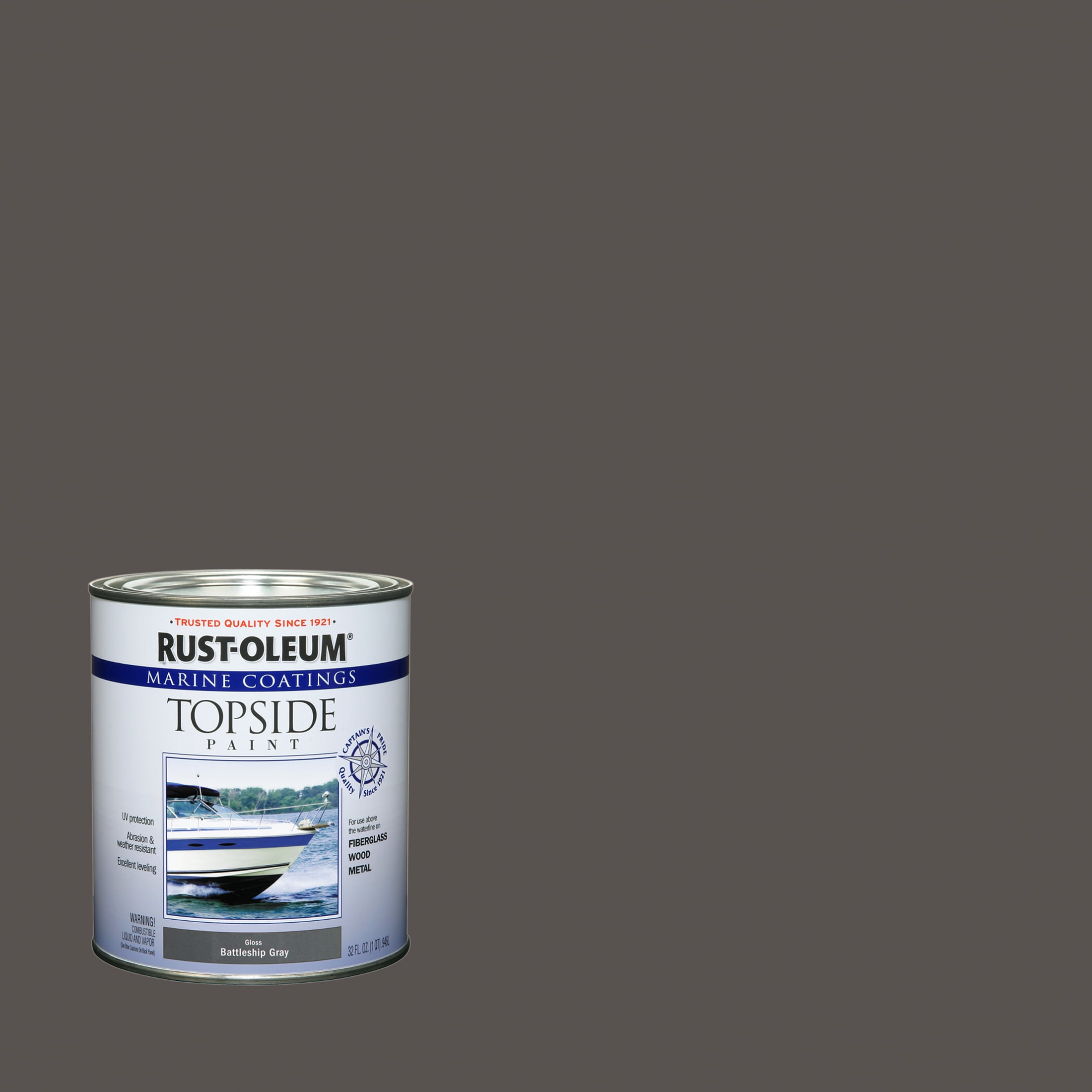 Battleship Gray, RustOleum Marine Gloss Topside Paint 207005, Quart