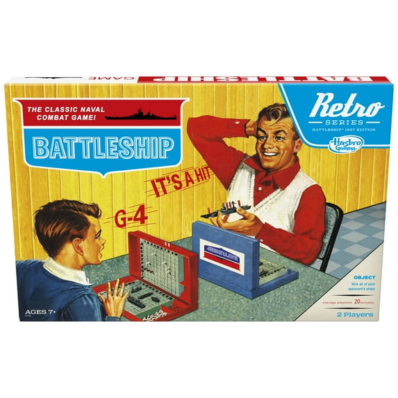 Battleship The Classic Retro Naval Combat Board Game for Kids and Family Ages 7 and Up 2 players