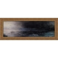 thumbnail image 1 of Battleship on a Stormy Sea 40x14 Large Gold Ornate Wood Framed Canvas Art by Ivan Aivazovsky, 1 of 2