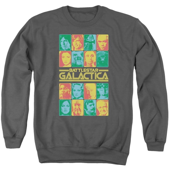 Battlestar Galactica 35Th Anniversary Cast Adult Crewneck Sweatshirt Charcoal