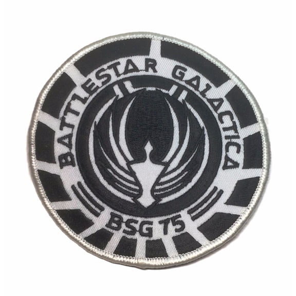 Battlestar Galactica BSG 75 Marines Logo Black White Embroidered Iron On Patch