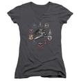 thumbnail image 1 of Battlestar Galactica Badges Junior Women's T-Shirt V-Neck-Charcoal, 1 of 1