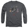 thumbnail image 1 of Battlestar Galactica Badges Long Sleeve Adult 18/1 T-Shirt-Charcoal, 1 of 1