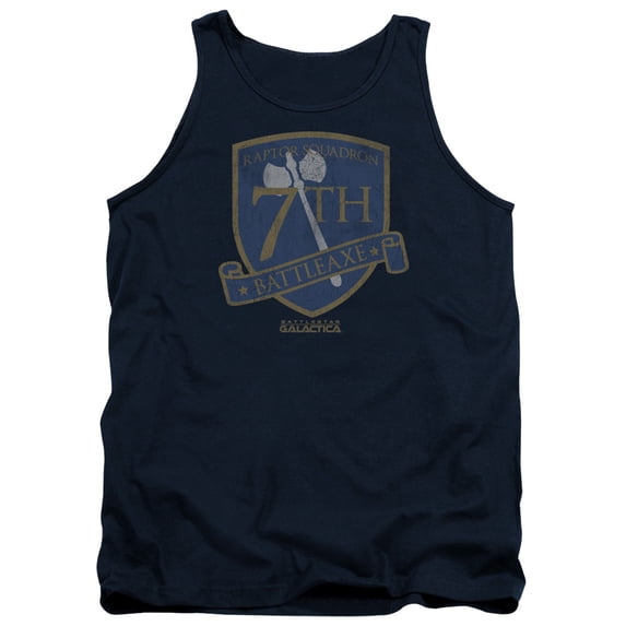 Battlestar Galactica Battleaxe Badge Adult Tank Top-Navy