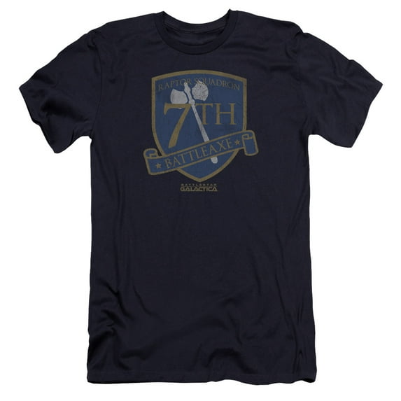 Battlestar Galactica Battleaxe Badge Premium Canvas T-Shirt Adult Slim Fit 30/1-Navy