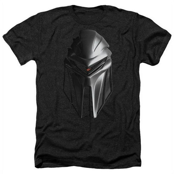 Battlestar Galactica & Cylon Head-Adult Heather T-Shirt, Black - Small