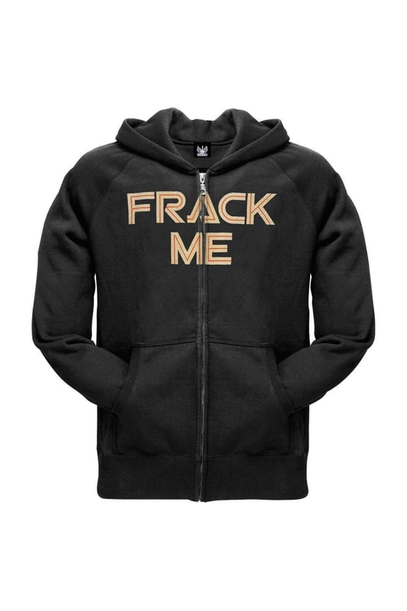 Battlestar Galactica Frack Me Mens Zip Front Hooded Sweatshirt, X-Large