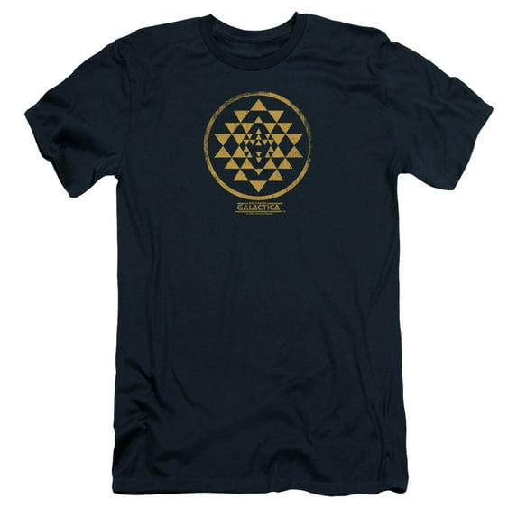 Battlestar Galactica Gold Squadron Patch-Hbo S/S Adult 30/1 T-Shirt-Navy