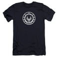 thumbnail image 1 of Battlestar Galactica Pegasus Badge Premium Canvas T-Shirt Adult Slim Fit 30/1-Navy, 1 of 1