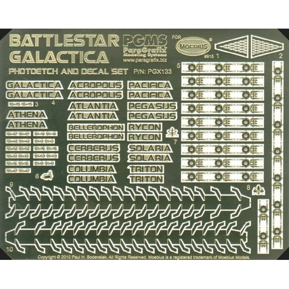Battlestar Galactica Photoetch & Decal Set (PGX133) ParaGrafix