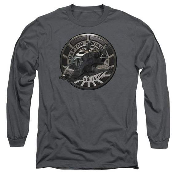 Battlestar Galactica Raptor Squadron Long Sleeve Adult 18/1 T-Shirt-Charcoal