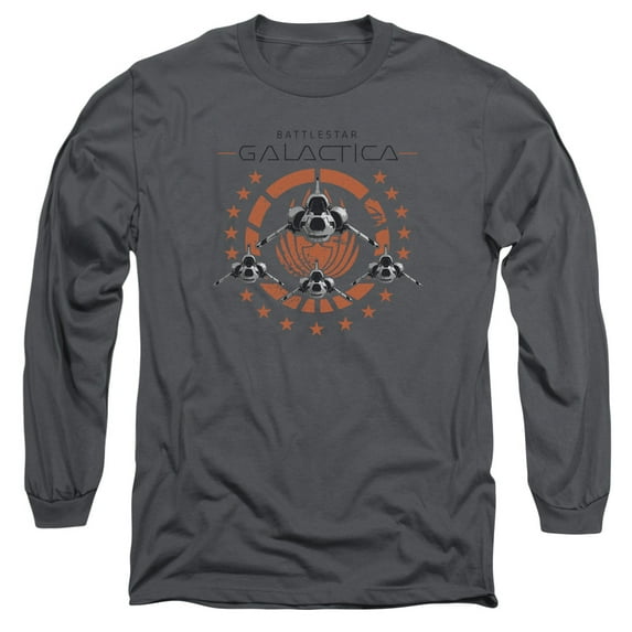 Battlestar Galactica Squadron Long Sleeve Adult 18/1 T-Shirt-Charcoal