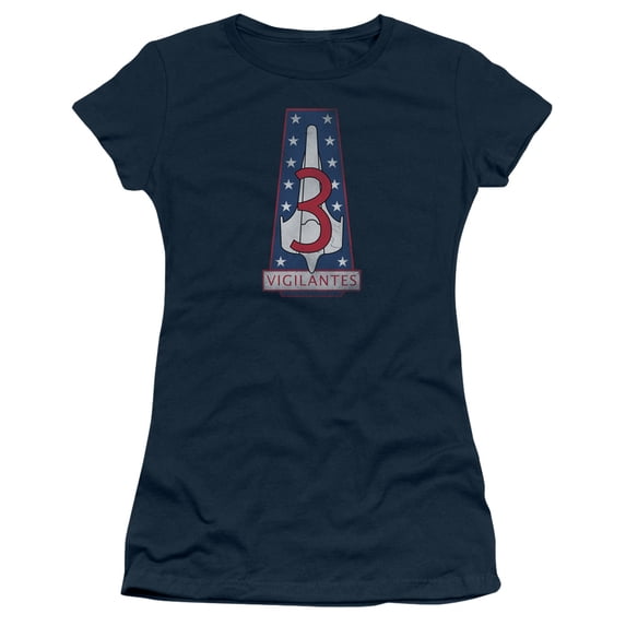 Battlestar Galactica Vigilantes Badge S/S Junior Women's T-Shirt Sheer Navy