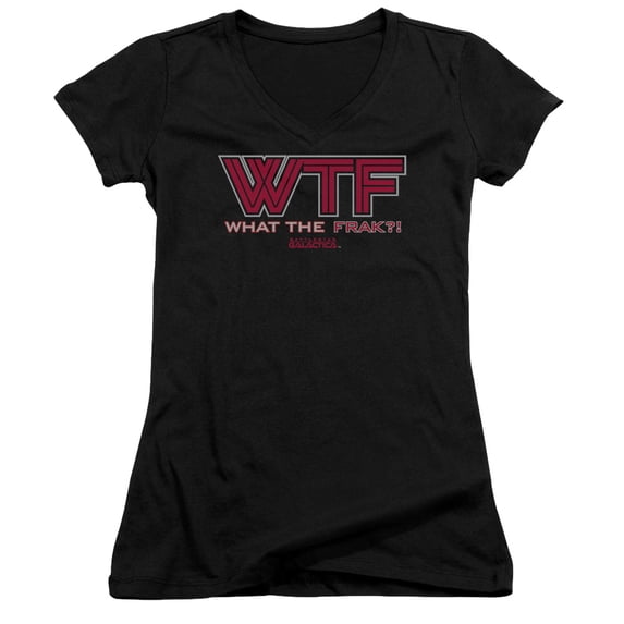 Battlestar Galactica Wtf Junior Women's T-Shirt V-Neck Black