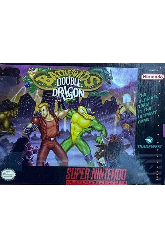 Restored Battletoads / Double Dragon: The Ultimate Team SNES Fighting Game for Super Nintendo, 2 Players,Physical