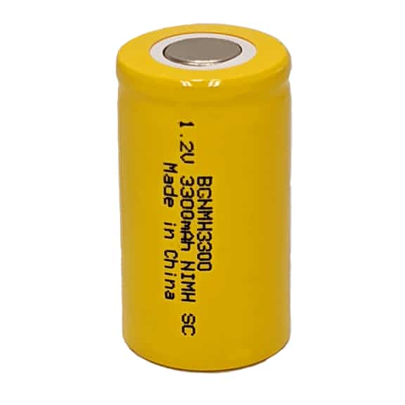 BattryGuy 1.2 Volt 3300 mAh Sub-C Ni-MH Cell / Flat Top.&nbsp; High capacity and great overall performance - rechargeable