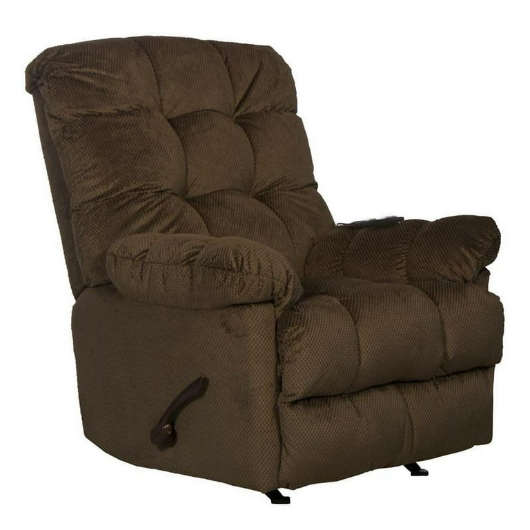 Batts Chaise Rocker Recliner with Heat Massage in Brown Polyester Fabric