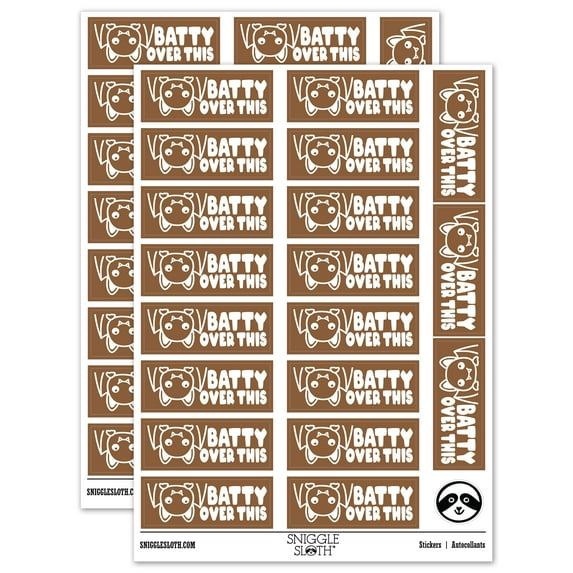 Batty Over This Bat Teacher Student School Sticker Set - Brown - Gloss Finish - 2.00" Large